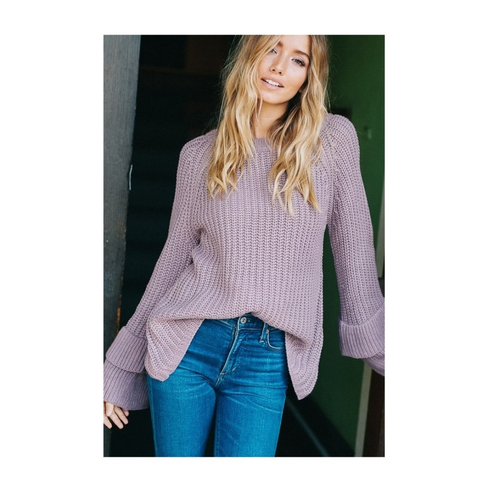 NWT PREMIUM KNIT Layered Bell Sleeve Sweater S/M - Picture 6 of 8